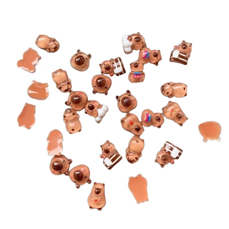Desk Setup Nature - 100pcs Mini Capybara Animal Figurines Fairy