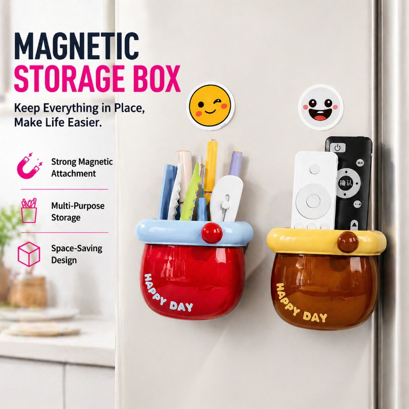 Pen Cup Magnetic - Magnetic Storage Box, Refrigerator Kitchen Clutter