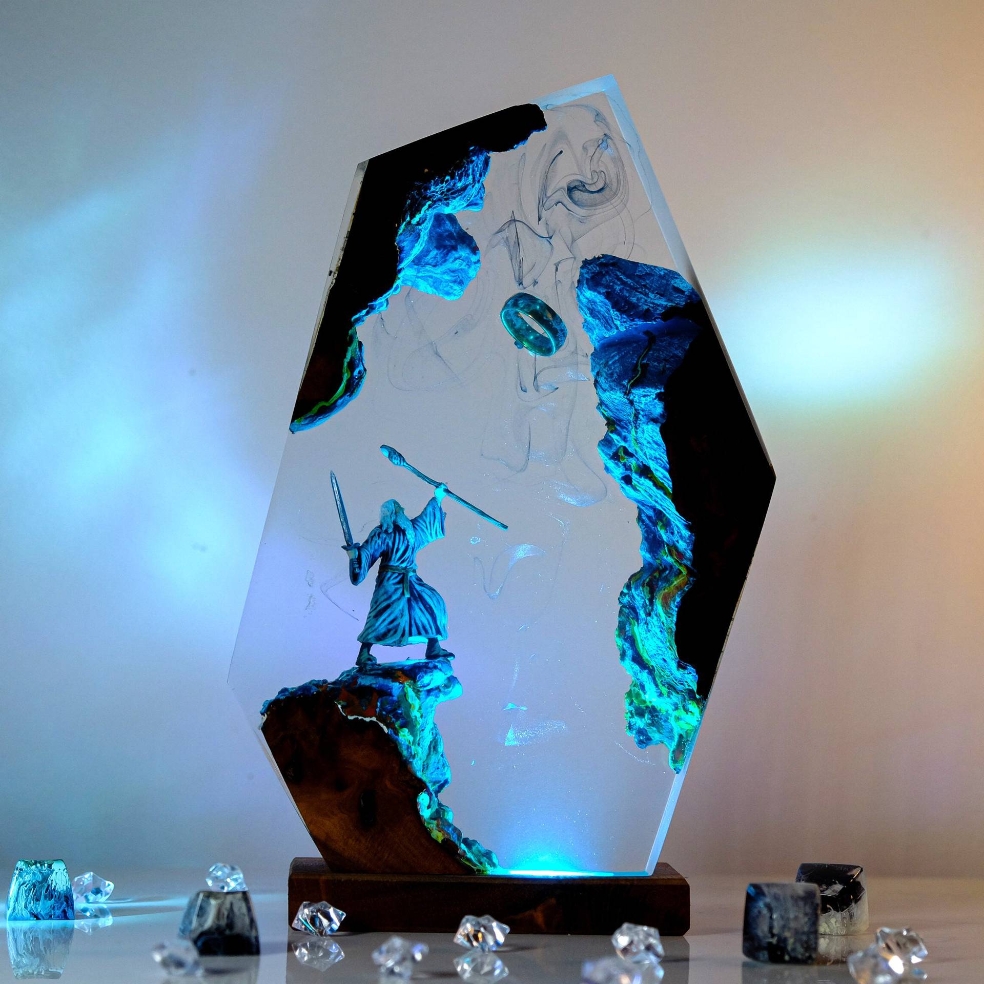 Led Desk Light Usb - Movie Scence Figure Table Resin Lamp