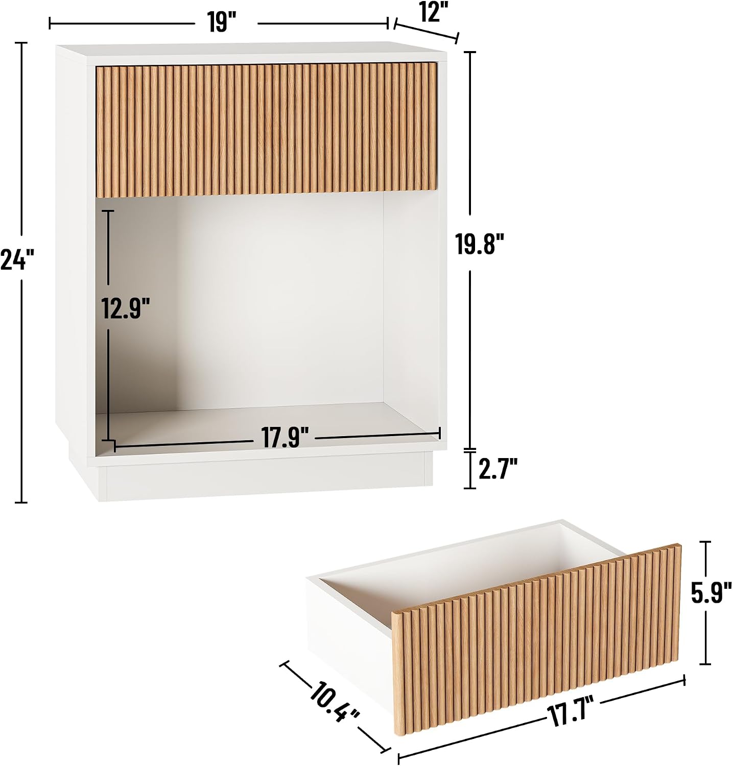 Fluted Nightstands Set Of 2 Mo - Desk Setup Oak recension och pris