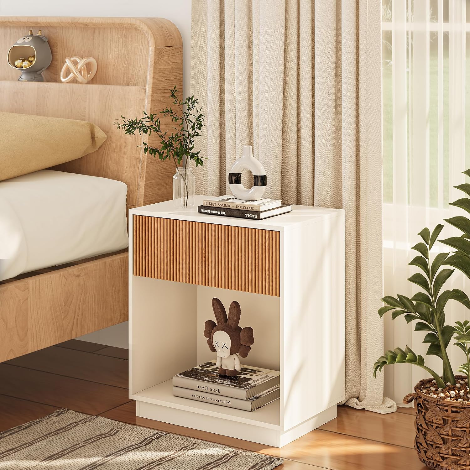 Fluted Nightstands Set Of 2 Mo - Desk Setup Oak recension och pris