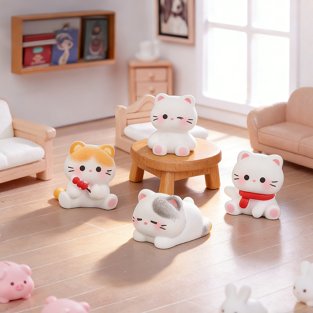 6pcs Cute Cat Resin Figurines  - Desk Setup Nature recension och pris