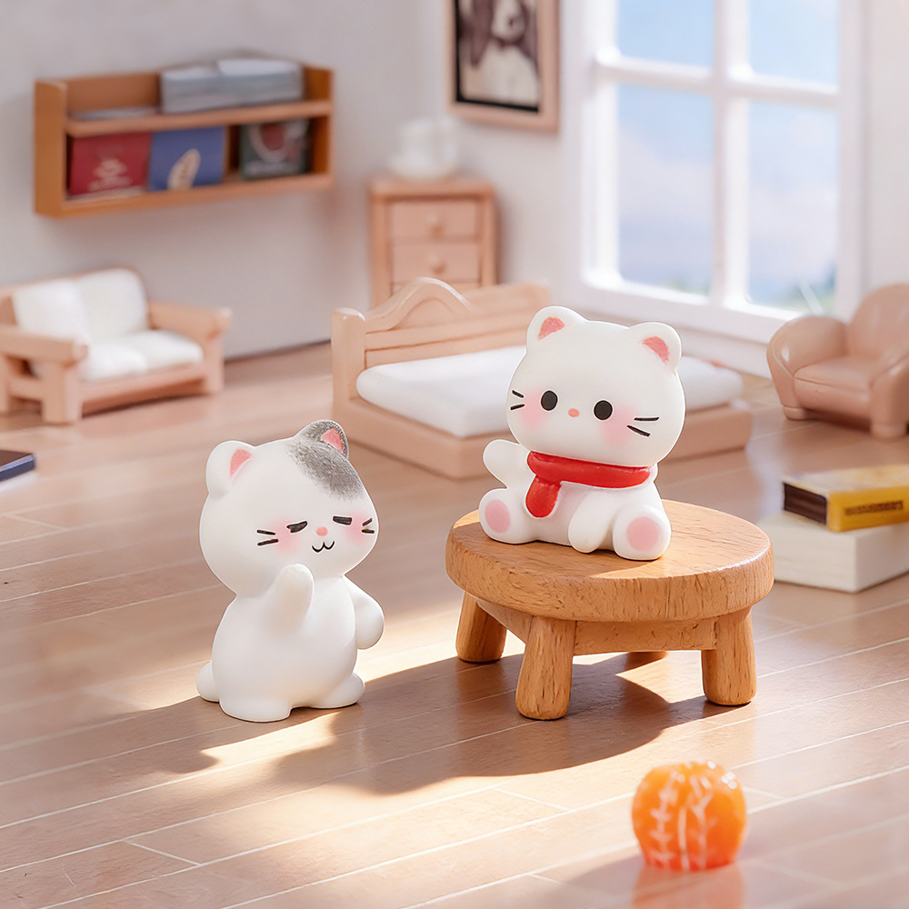 6pcs Cute Cat Resin Figurines  - Desk Setup Nature recension och pris