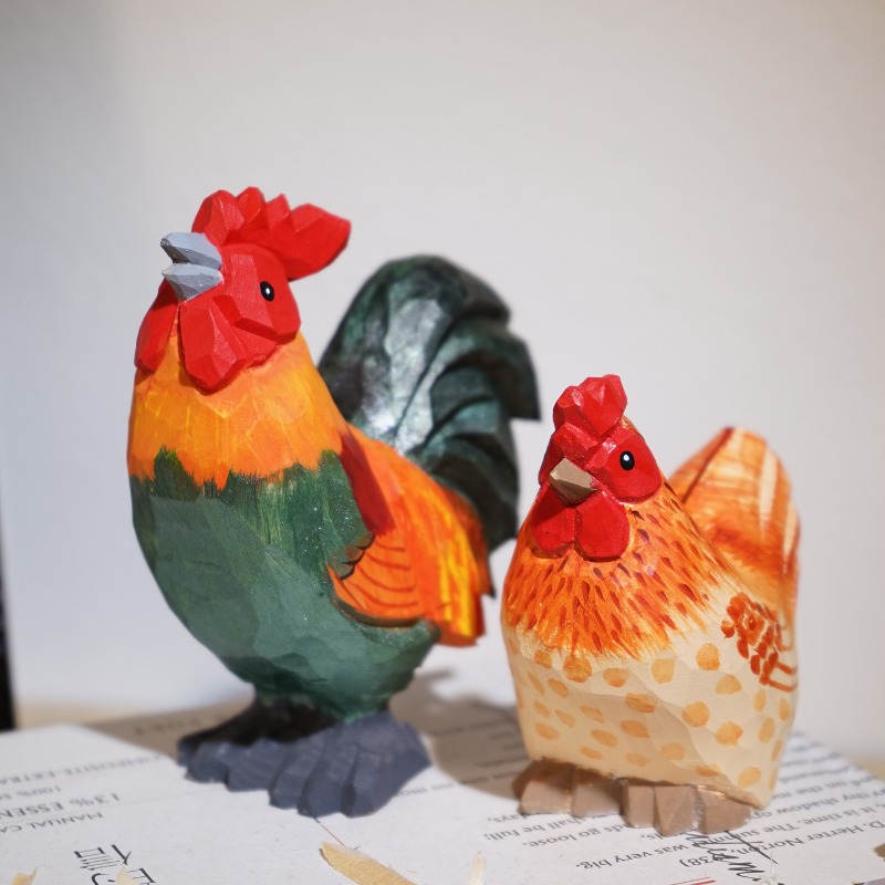 Farmyard Rooster and Hen Handm - Desk Setup Nature recension och pris