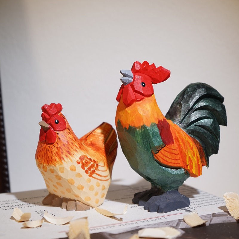 Farmyard Rooster and Hen Handm - Desk Setup Nature recension och pris