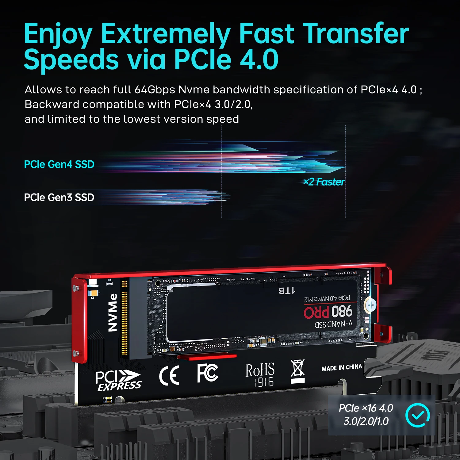 JEYI M.2 NVME To PCIe 4.0 X16  - Samsung Ssd 980 Pro recension och pris