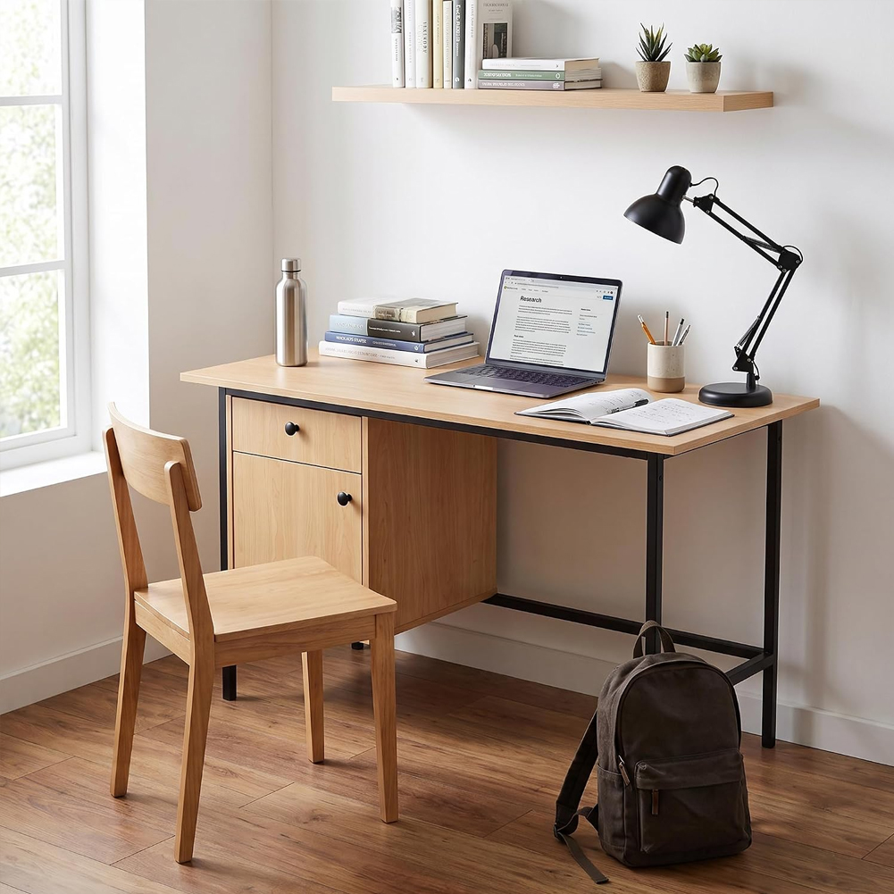 Home Office Computer Desk with - Desk Setup Oak recension och pris