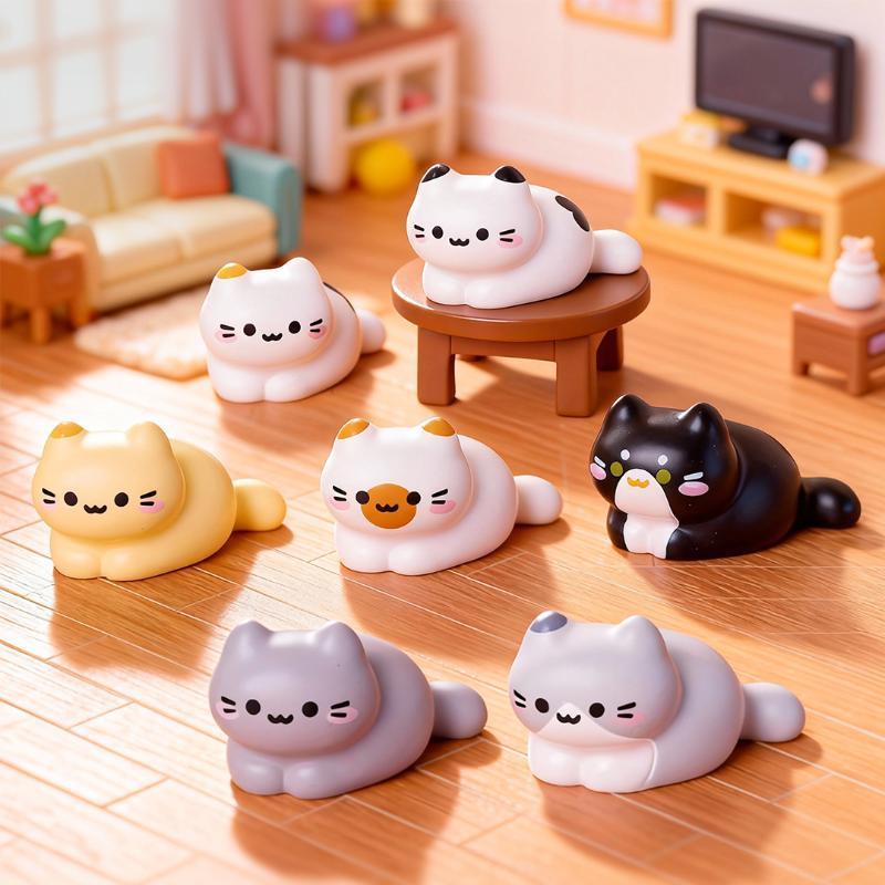 8PCS Cute Cat Miniature Figuri - Desk Setup Nature recension och pris