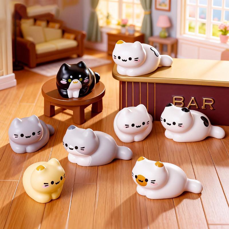 8PCS Cute Cat Miniature Figuri - Desk Setup Nature recension och pris
